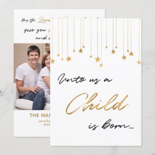 Eleganto Uns Ein Kind ist Geborenes Gold Foto Einladung