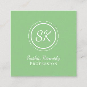 Elegantsage Green Beruflich Monogram Quadratische Visitenkarte