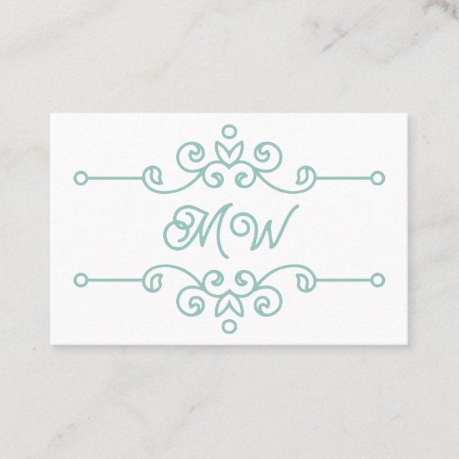 Elegantsage Green Blüh Chic Monogram Vintag Visitenkarte (Vorderseite)