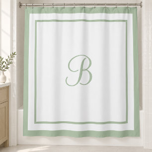 Elegantsage Green Border Script Monogram Letter Duschvorhang