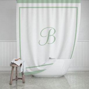 Elegantsage Green Border Script Monogram Letter Duschvorhang