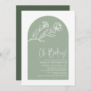 Elegantsage Green Botanical Boho Baby Shower Einladung