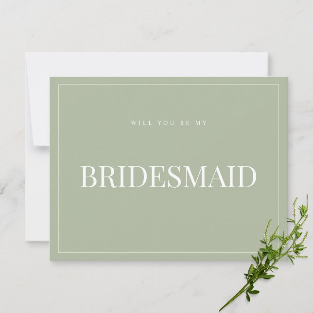 Elegantsage Green Bridesmaid Vorschlagskarte Save The Date (Von Creator hochgeladen)
