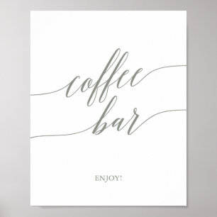 Elegantsage Green Calligraphy Coffee Bar Sign Poster