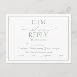 Elegantsage Green Calligraphy Monogram UAWG Einladungspostkarte