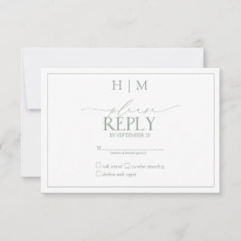 Elegantsage Green Calligraphy Monogram UAWG RSVP Karte