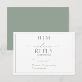Elegantsage Green Calligraphy Monogram UAWG RSVP Karte