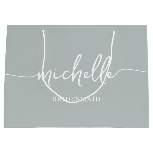 Elegantsage Green Chic Monogram Script Große Geschenktüte (Vorderseite)