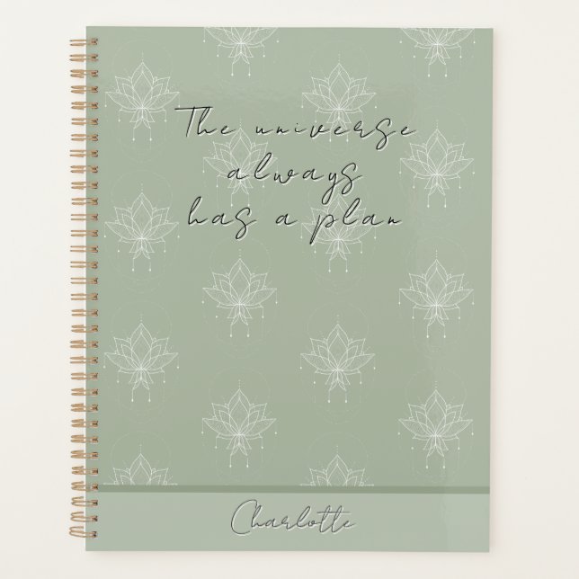 Elegantsage Green Hübsch Floral Lotus Universe Planer (Vorderseite)