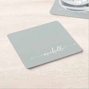 Elegantsage Green Monogram Name Script Rechteckiger Pappuntersetzer