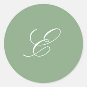 Elegantsage Green Monogram Runder Aufkleber