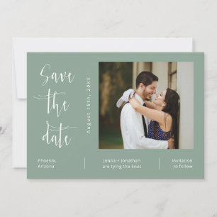 Elegantsage Green QR Code Foto Save the Date Einladung