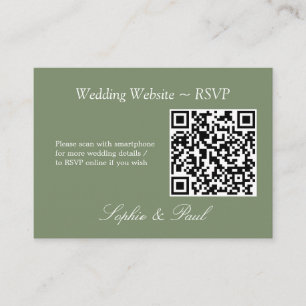 Elegantsage Green QR Code Website RSVP Card Begleitkarte
