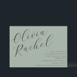 Elegantsage Green Script Calligraphy Bat Mitzvah Einladung<br><div class="desc">Feiern Sie diesen besonderen Meilenstein mit einer wunderschön gestalteten Bat Mitzvah-Einladung mit eleganter Schrift-Typografie auf einem modernen, schlängelgrünen Hintergrund. Diese Einladung ist perfekt für ein stilvolles und raffiniertes Fest geeignet und Set den Ton für eine bedeutsame und unvergessliche Veranstaltung. Passen Sie Ihren Namen und Ihre Veranstaltungsdetails an, um eine wirklich...</div>