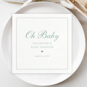 Elegantsage Green Script Neutral Baby Shower Serviette