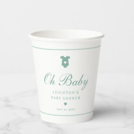 Elegantsage Green Script Oh Baby Shower Pappbecher