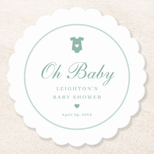 Elegantsage Green Script Oh Baby Shower Untersetzer