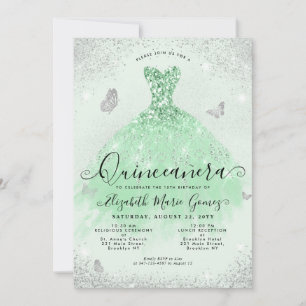 Elegantsage Grüner Silberner Glitzer Gown Quincean Einladung