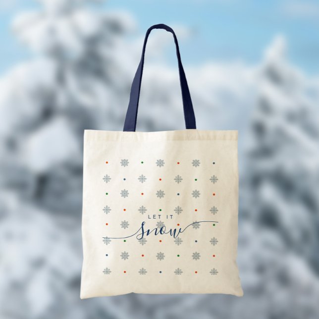 Eleganweiß Lassen Sie es nach Belieben schneien Tragetasche (Elegant let it snow custom tote bag personalized with name, initial and message)