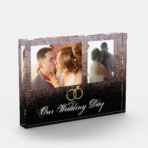 Eleganz am Hochzeitstag Faux Glitter Double Fotoblock