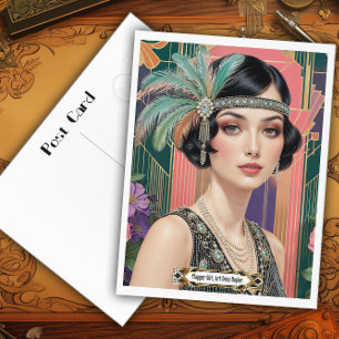 Eleganz der Cocktailbars der 1920er Jahre, Flapper Postkarte