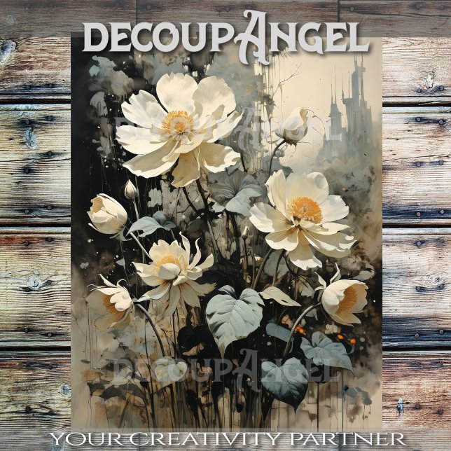 Eleganz der weißen rustikalen Rose - Decoupage - Seidenpapier (Von Creator hochgeladen)