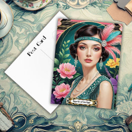 Eleganz des Cocktail-Klubs Flapper Girl der 1920er Postkarte