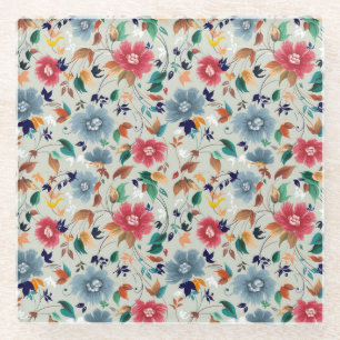 Eleganz erblüht: Florale Vintage-Hintergrundgestal Glasuntersetzer