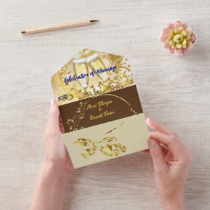 Eleganz Erdtöne Hochzeit All In One Einladung