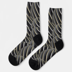 Eleganz im Kontrast: Schwarz & Gold Line Design" Socken