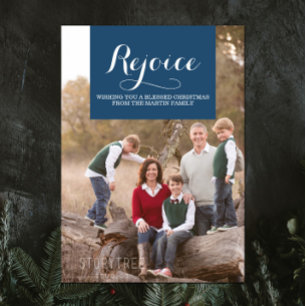 Eleganz im Quadrat - Weihnachtsfotokarte   Blau Feiertagskarte