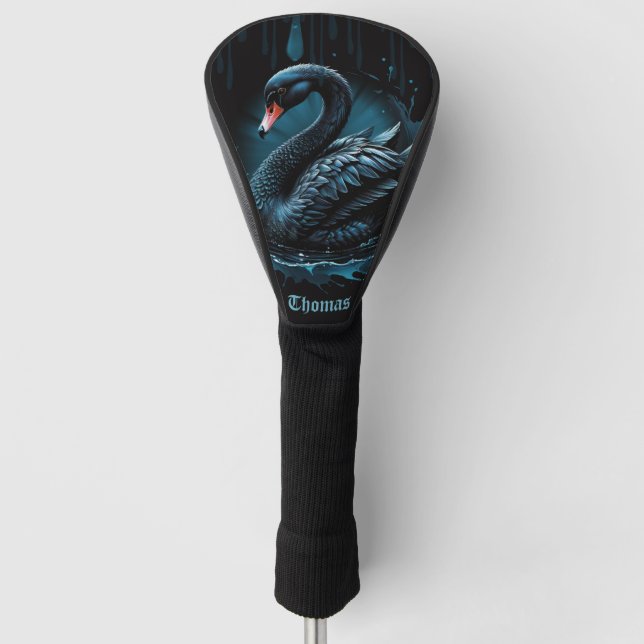 Eleganz in Bewegung, der schwarze Schwan, Golf Headcover (Vorderseite)