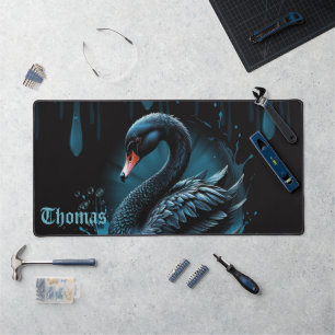 Eleganz in Bewegung, der schwarze Schwan, Schreibtischunterlage