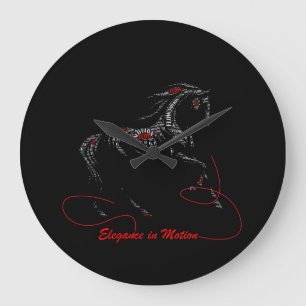 Eleganz in Bewegung Pferd-Typografie-Kunst-T-Shi Große Wanduhr