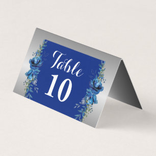 Eleganz in Blau und Silber Faltekarte