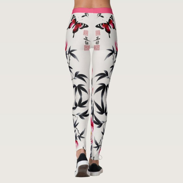 Eleganz in Blüten: Florale Harmonie gedruckt Leggings (Rückseite)