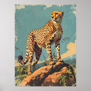 Eleganz in den Streifen: Vintage Geparden Poster