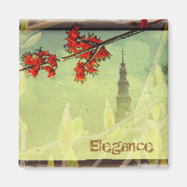 Eleganz in Hellgrün und Rot Magnet (Vorne)