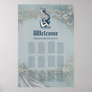 Eleganz in Klaviertasten und Blüten. Poster