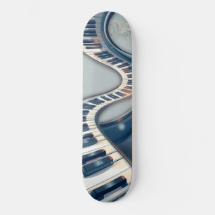 Eleganz in Klaviertasten und Blüten. Skateboard