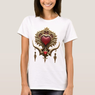 Eleganz in rotem Glanz mit einem verzierten Herz. T-Shirt