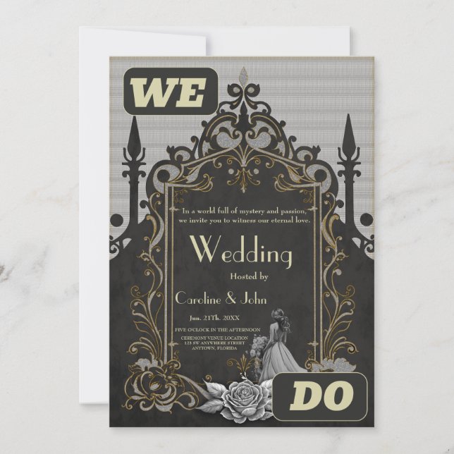 Eleganz in Silber und Schwarz. Einladung (Vorderseite)