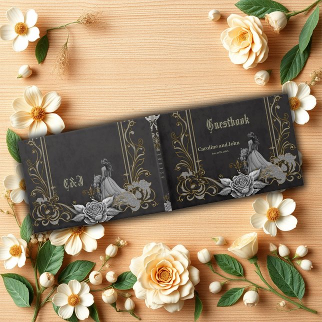 Eleganz in Silber und Schwarz. Gästebuch (Von Creator hochgeladen)