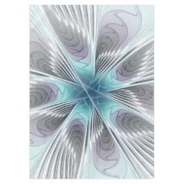 Eleganz moderne Blaugrau Weiße Fractal Art Blume Tischdecke