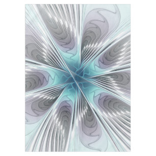 Eleganz moderne Blaugrau Weiße Fractal Art Blume Tischdecke
