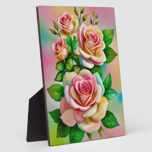 Eleganz Rosen Pink und Gelb Wasserfarbe Pastell Fotoplatte