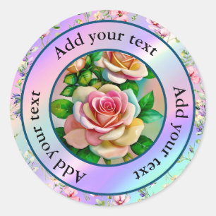 Eleganz Rosen Pink und Gelb Wasserfarbe Pastell Runder Aufkleber