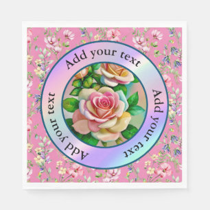 Eleganz Rosen Pink und Gelb Wasserfarbe Pastell Serviette