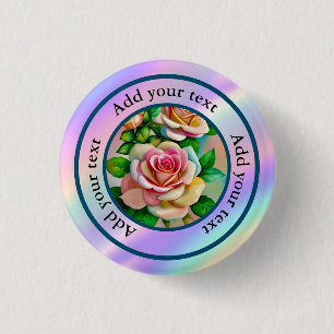 Eleganz-Rosen Rosa und Gelb Aquarell-Pastell Button