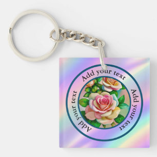 Eleganz-Rosen Rosa und Gelb Aquarell-Pastell Schlüsselanhänger
